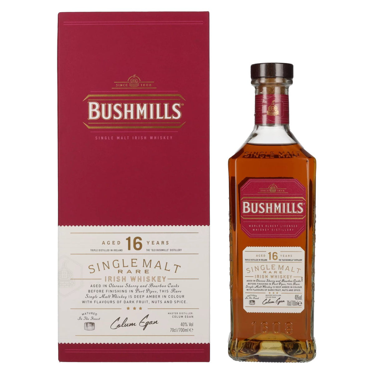 Bushmills 16 Years Old TRIPLE DISTILLED Single Malt Whiskey 40% Vol. 0,7l in gift box