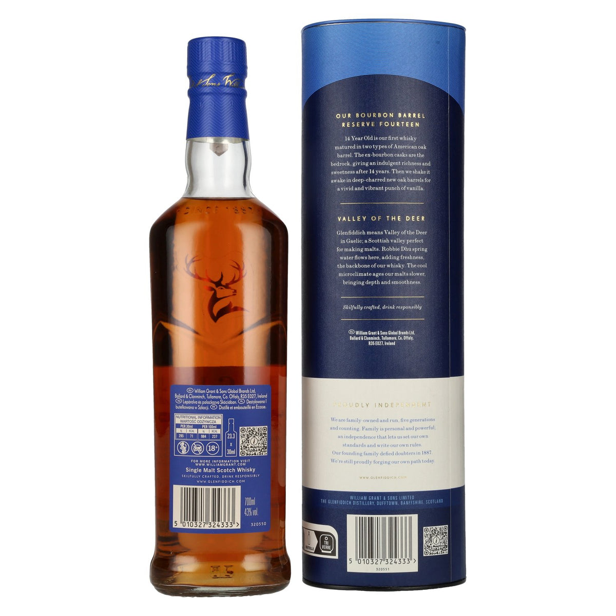 Glenfiddich 14 Years Old OUR BOURBON BARREL RESERVE 43% Vol. 0,7l en boîte cadeau