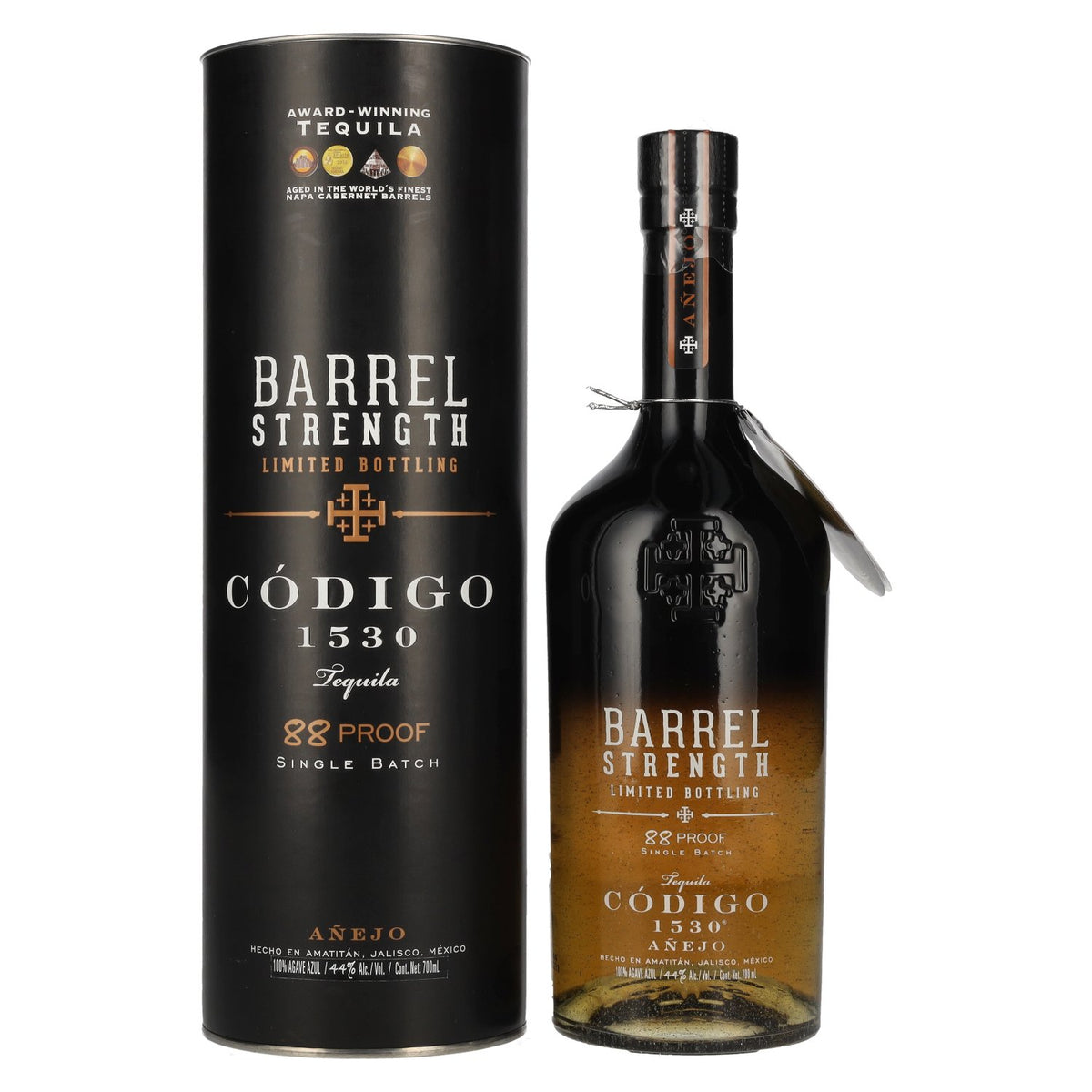Código 1530 BARREL AÑEJO Tequila 44% Vol. 0,7l in gift box