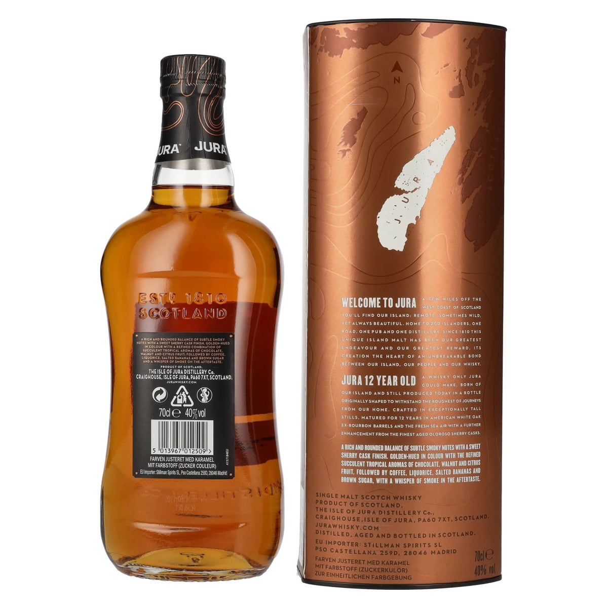 Jura 12 Years Old Single Malt Scotch Whisky 40% Vol. 0,7l en boîte cadeau
