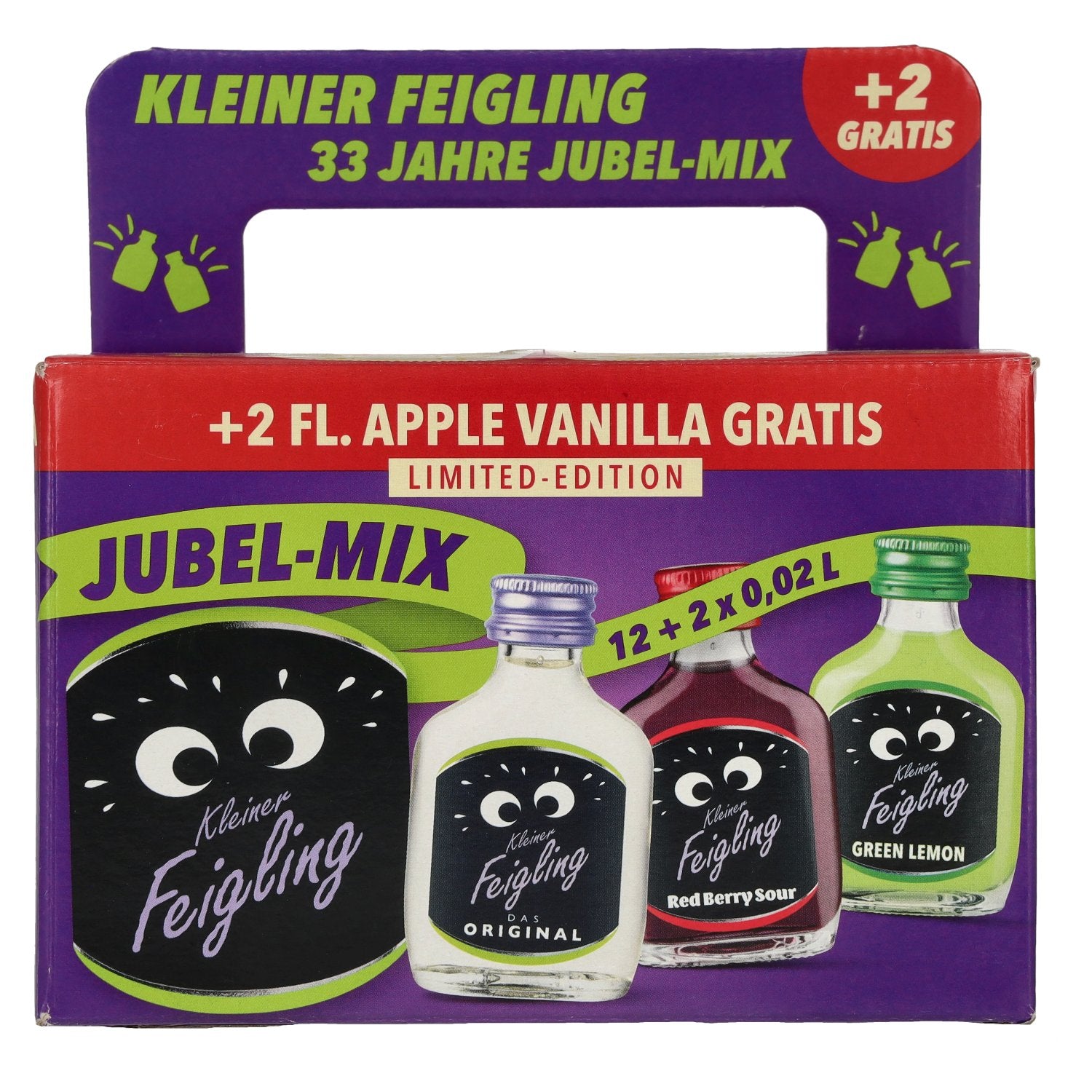 Kleiner Feigling Jubel-Mix 15,4% Vol. 12x0,02l mit 2 Flaschen Apple Vanilla 0,02l