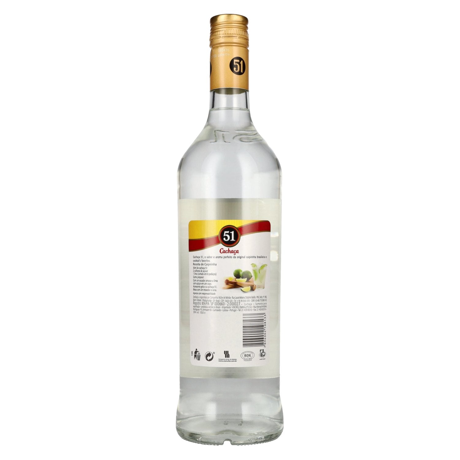 Cachaça 51 Brazil Sugar Cane Spirit 38% Vol. 1l