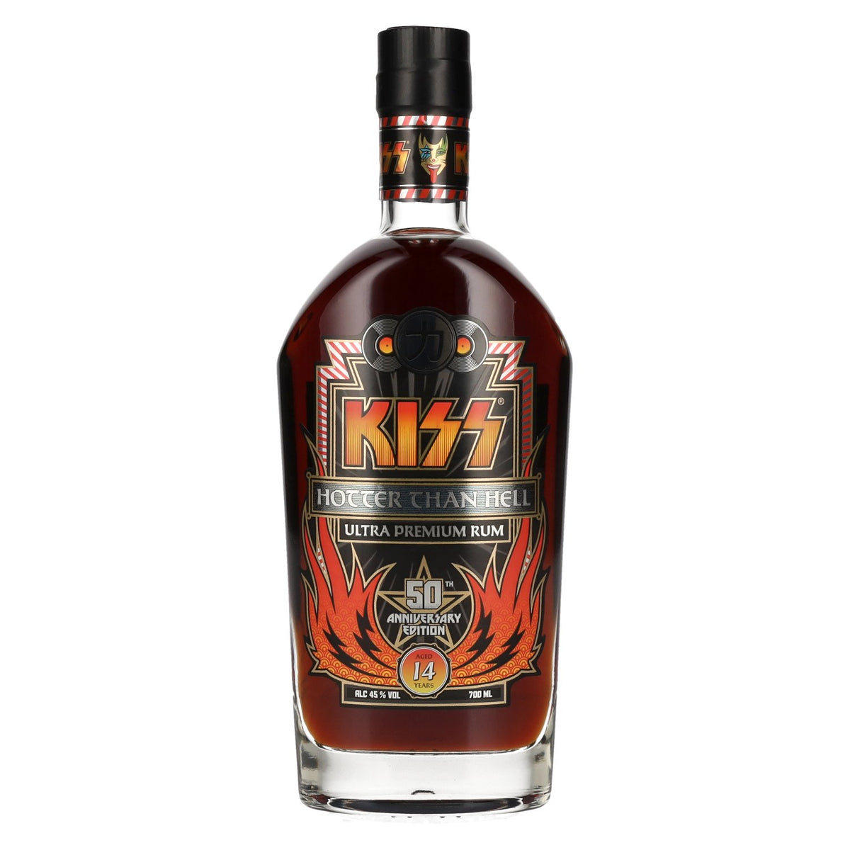 Kiss 14 Years Old Hotter than Hell Ultra Premium Rum Édition 50e anniversaire 45 % vol. 0,7 l
