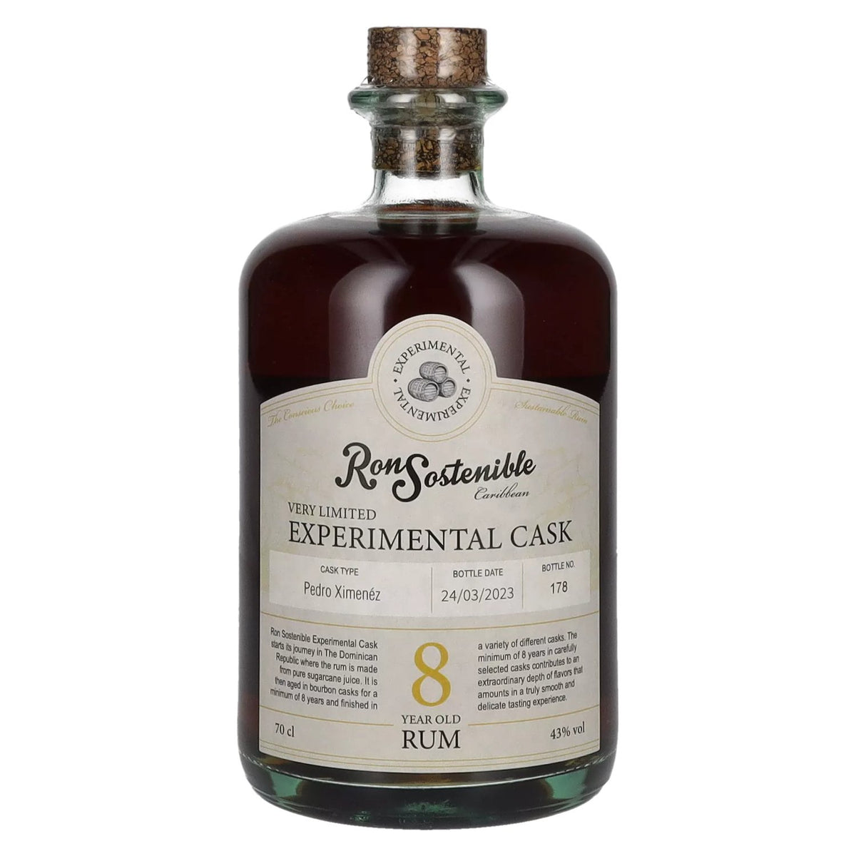 Ron Sostenible 8 Years Old Experimental Pedro Ximenez Cask 43% vol. 0.7 l