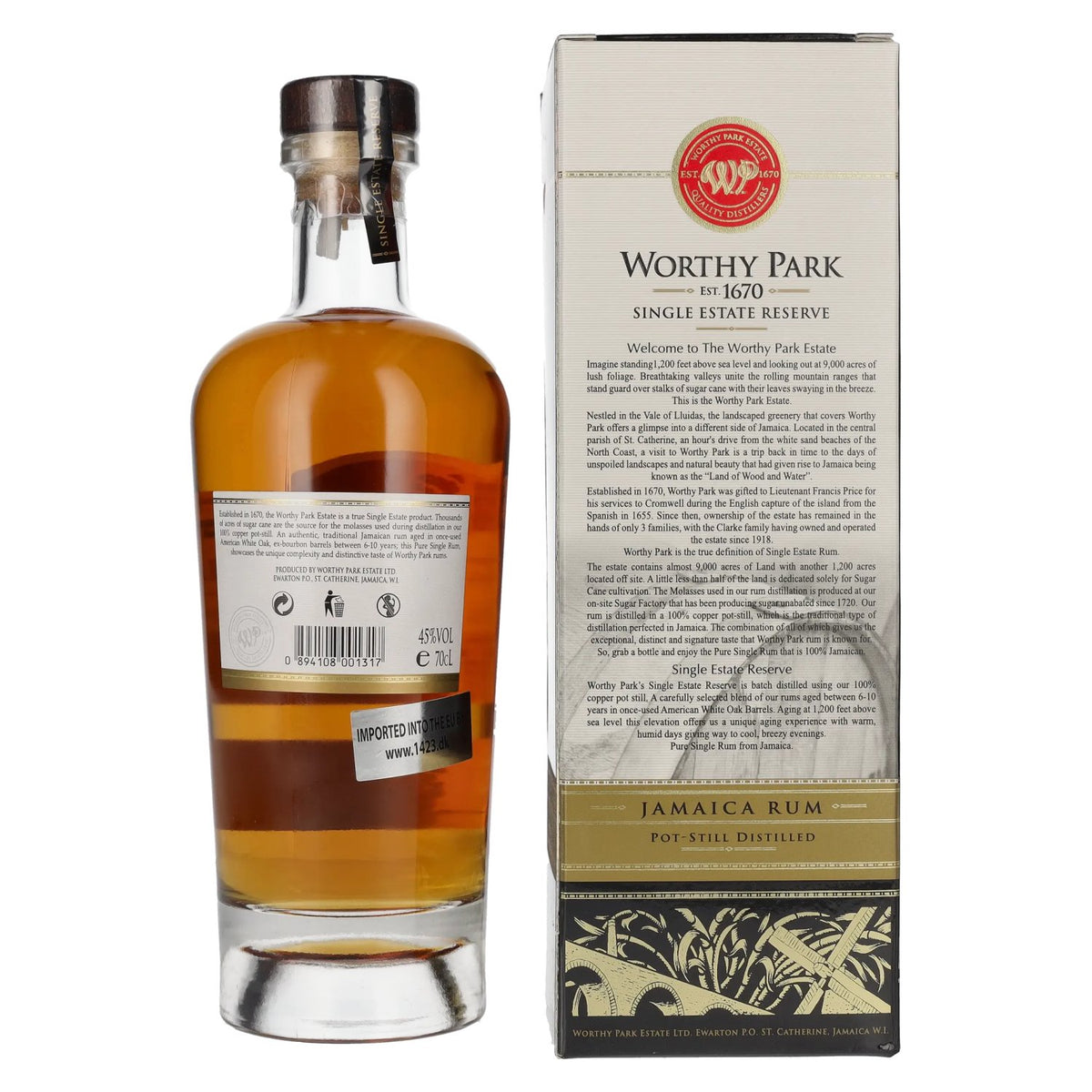 Worthy Park Rum Single Estate Reserve, 45 % vol., 0,7 l, dans un coffret cadeau