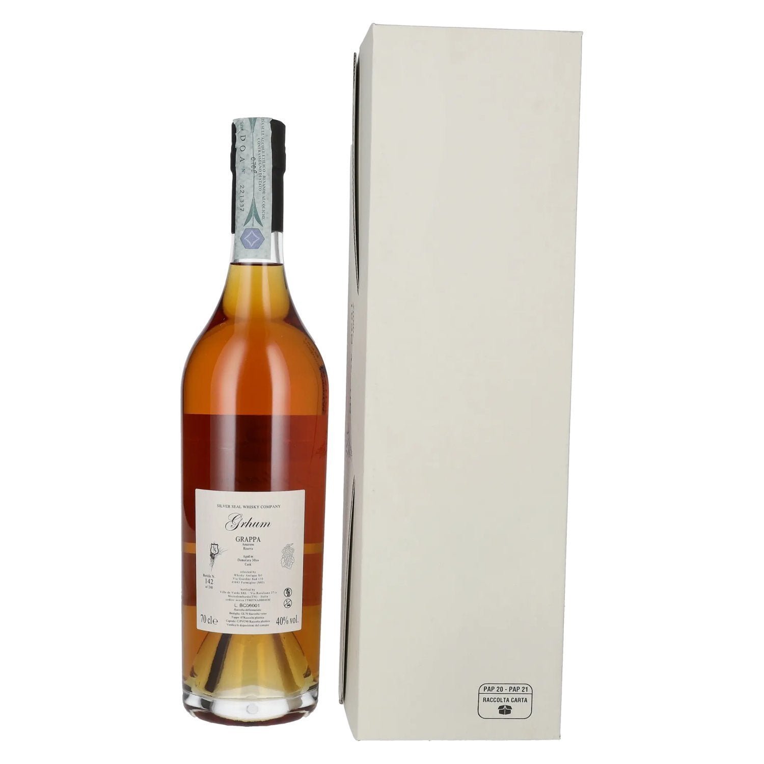 Silver Seal Grappa Riserva Single Demerara Rum Cask 2023 40% vol. 0,7l en boîte cadeau
