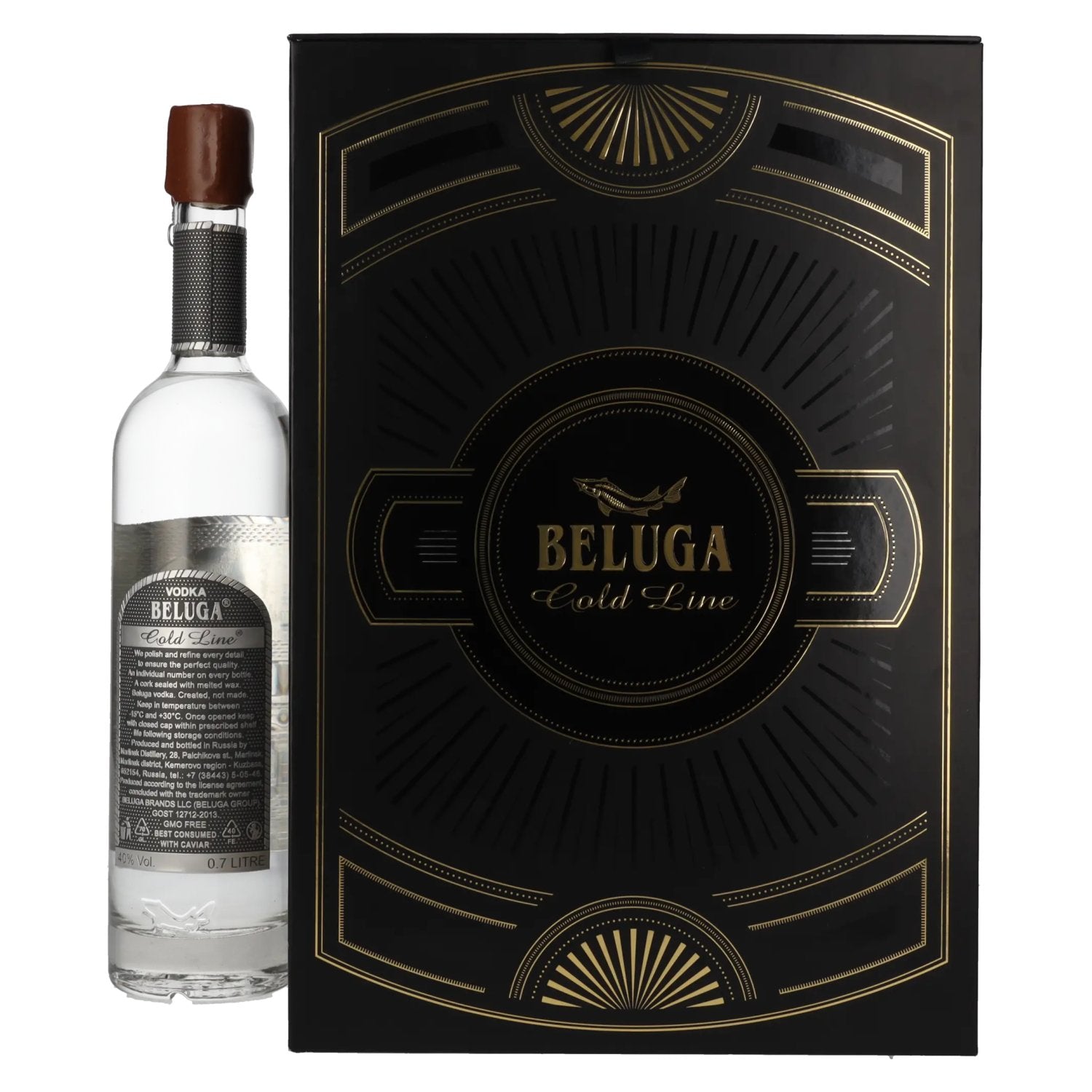 Beluga Gold Line Noble Russian Vodka 40% Vol. 0,7l in Geschenkbox mit Pinsel und Shaker