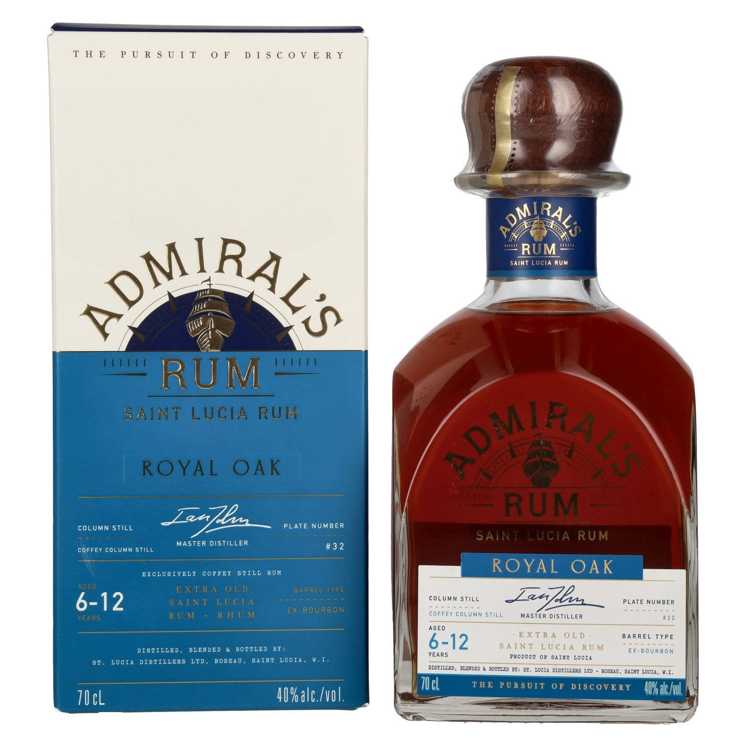 Admiral's ROYAL OAK Extra Old Saint Lucia Rum 40% vol. 0.7l in a gift box
