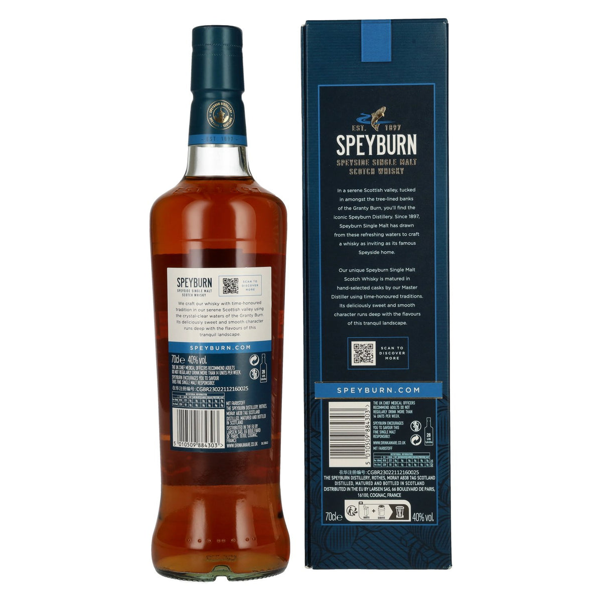 Speyburn 15 Years Old Speyside Single Malt Scotch Whisky 40% Vol. 0,7l en boîte cadeau