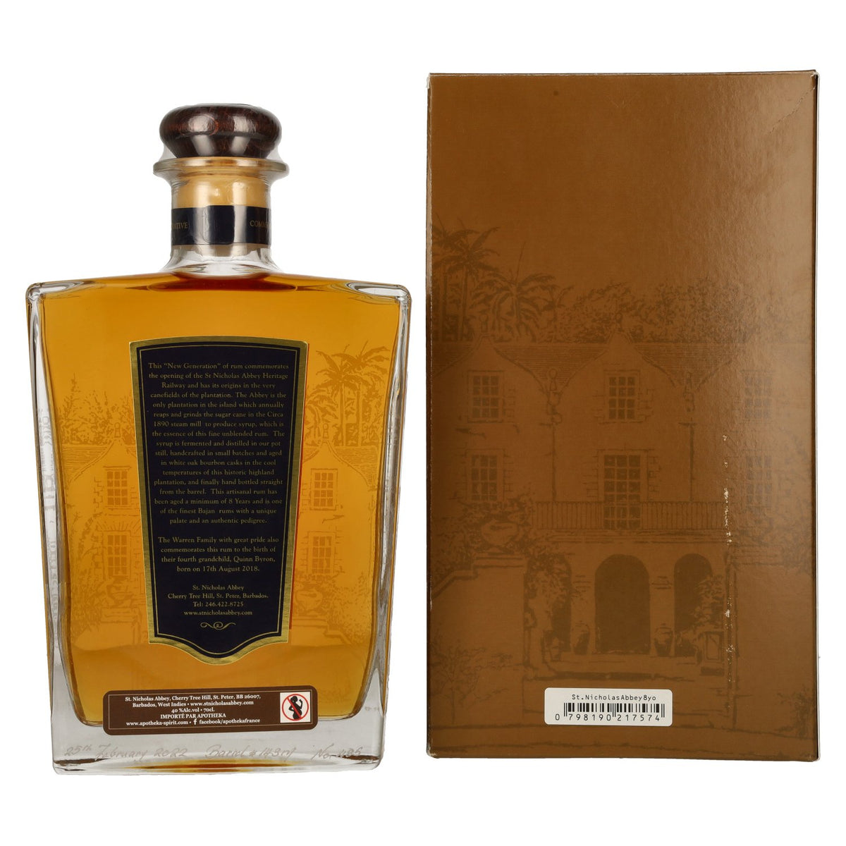 St. Nicholas Abbey Barbados Rum 8 Years Old Single Cask 40% Vol. 0,7l in gift box