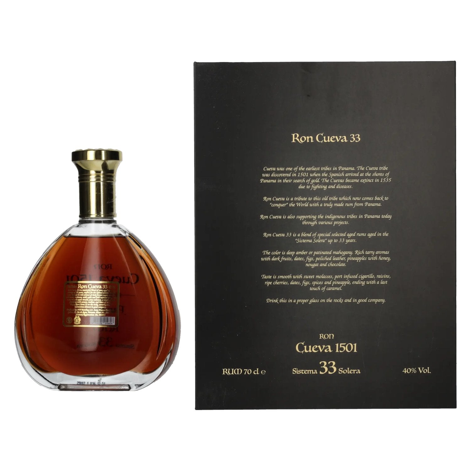 Ron Cueva 1501 Sistema 33 Solera Panama Rum 40% Vol. 0,7l in gift box