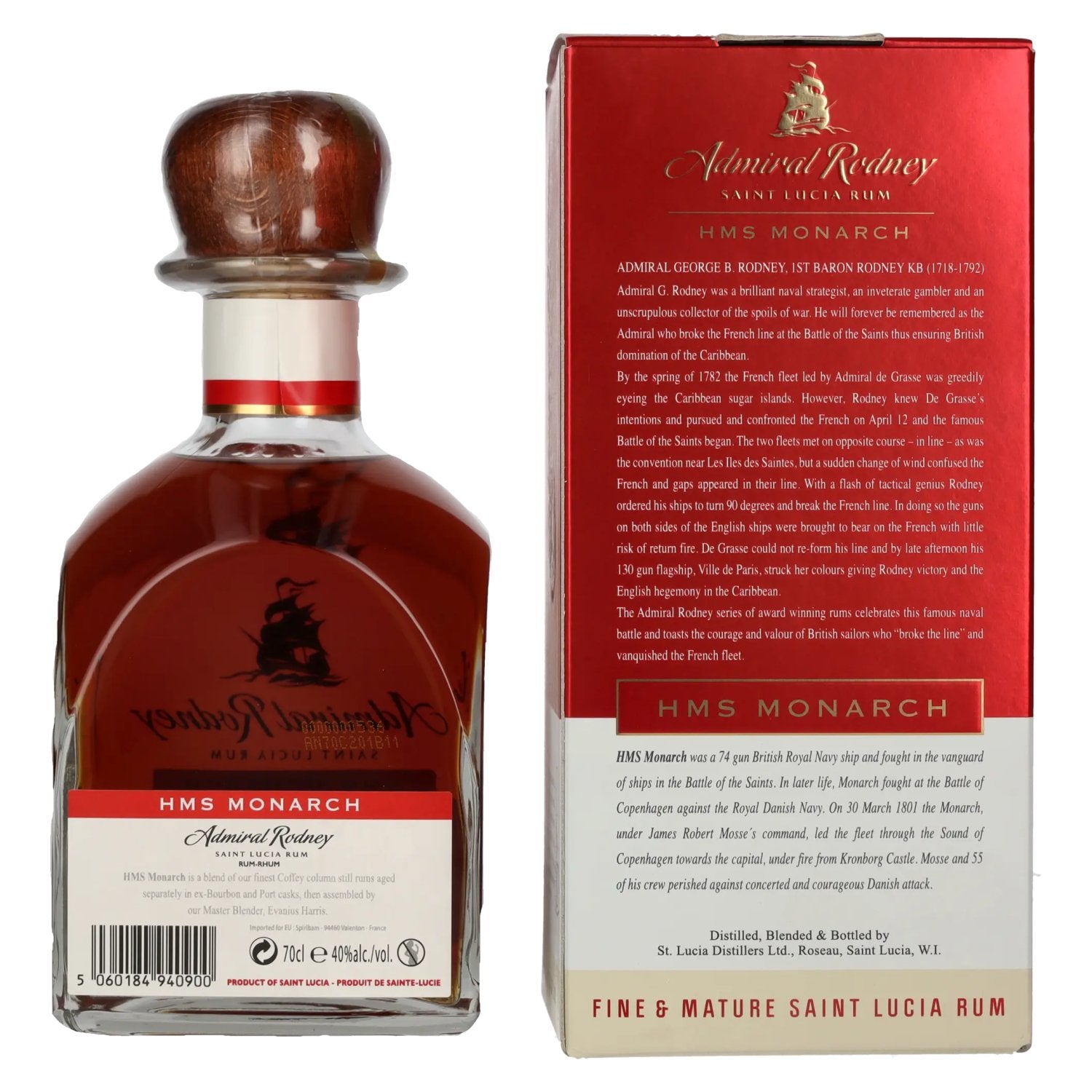 Admiral Rodney HMS MONARCH Saint Lucia Rum 40% Vol. 0,7l in gift box