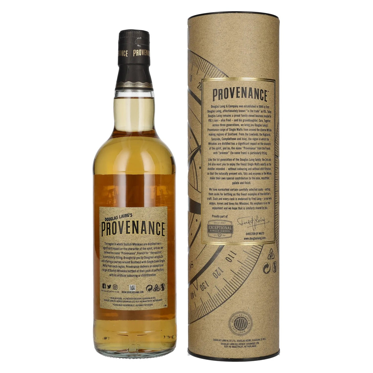 Douglas Laing PROVENANCE Benriach 8 Years Old Single Cask Malt 2014 46% Vol. 0,7l en boîte cadeau