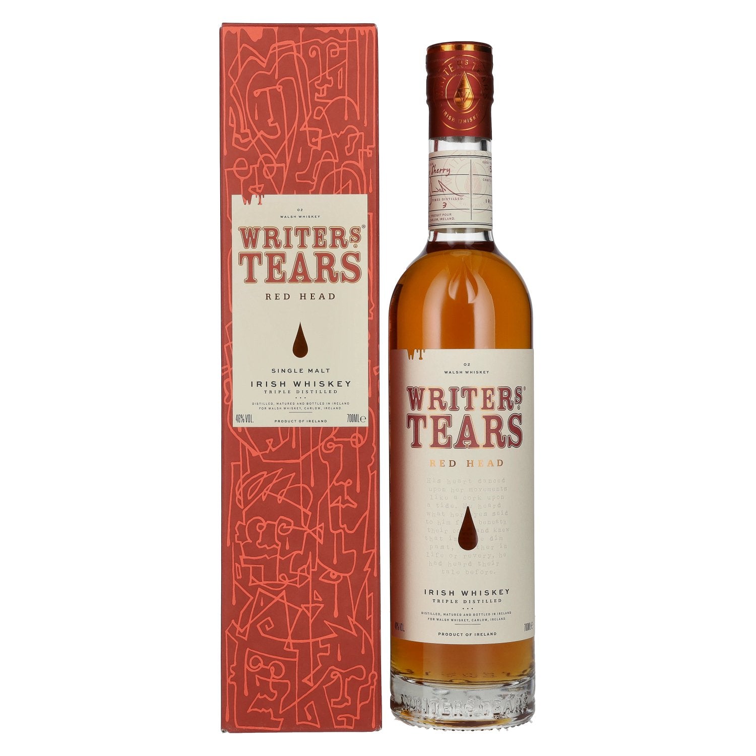 Writer's Tears RED HEAD Irish Single Malt Whiskey 46% vol. 0,7l en coffret cadeau
