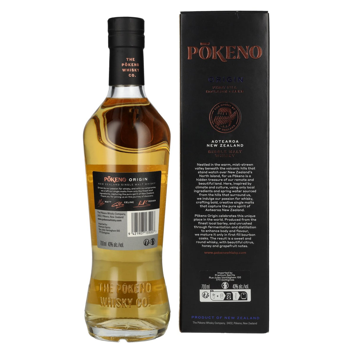 Pōkeno Origin Aotearoa New Zealand Single Malt Whisky 43% Vol. 0.7l in gift box