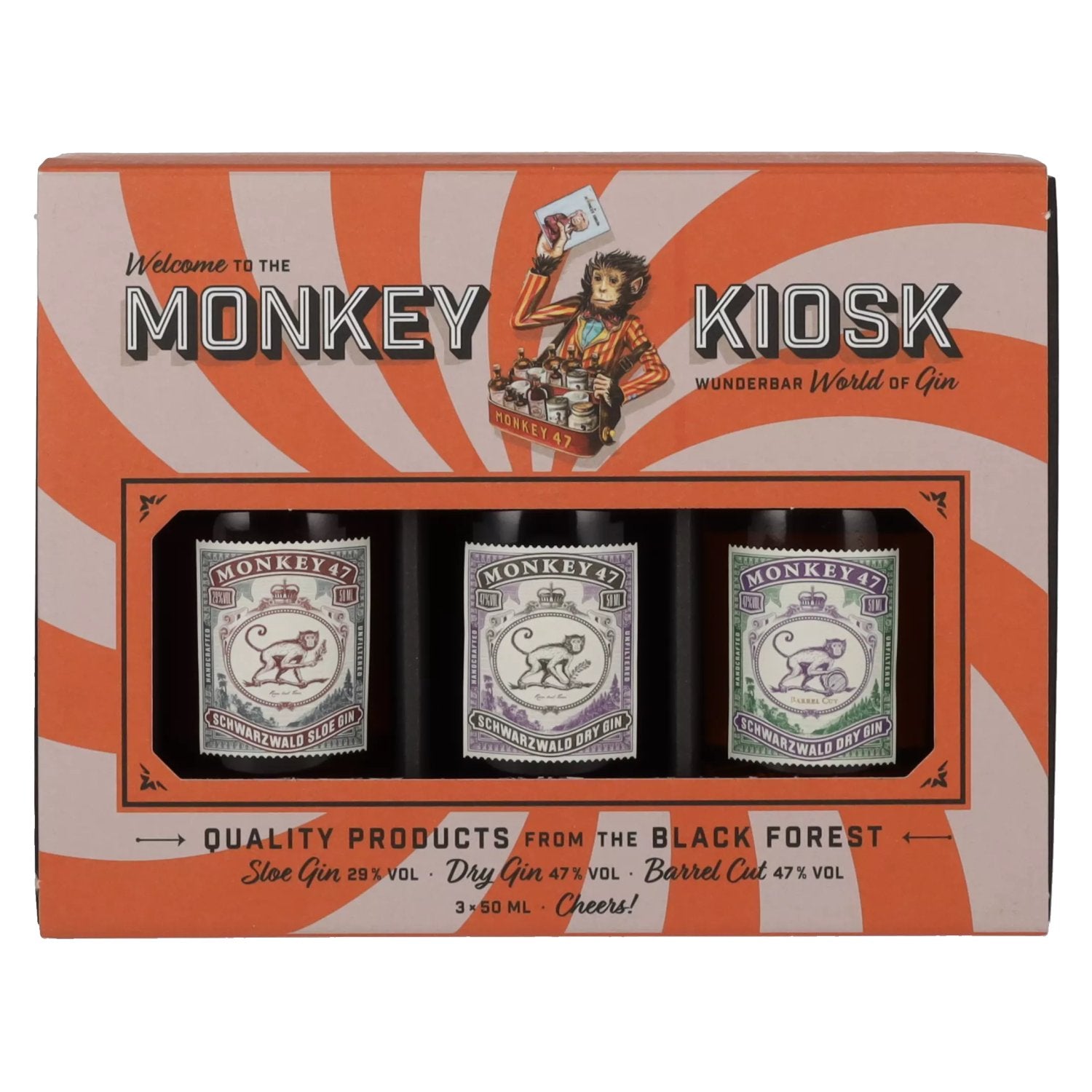 Monkey 47 Kiosk Set 41% vol. 3x0,05l dans une boîte cadeau