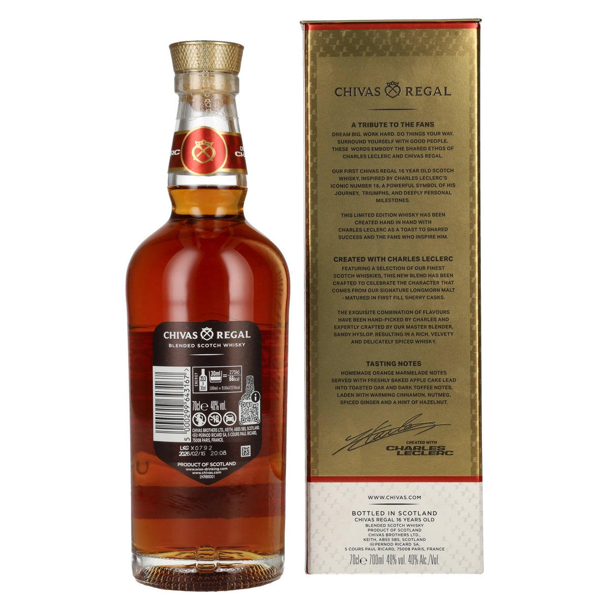 Chivas Regal 16 Years Old CHARLES LECLERC Blended Scotch Whisky Limited Edition 40% Vol. 0,7l in gift box