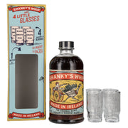 Shanky's Whip The Original Black Liqueur and Whiskey Blend 33% Vol. 0,7l en coffret cadeau avec 4 verres à shot