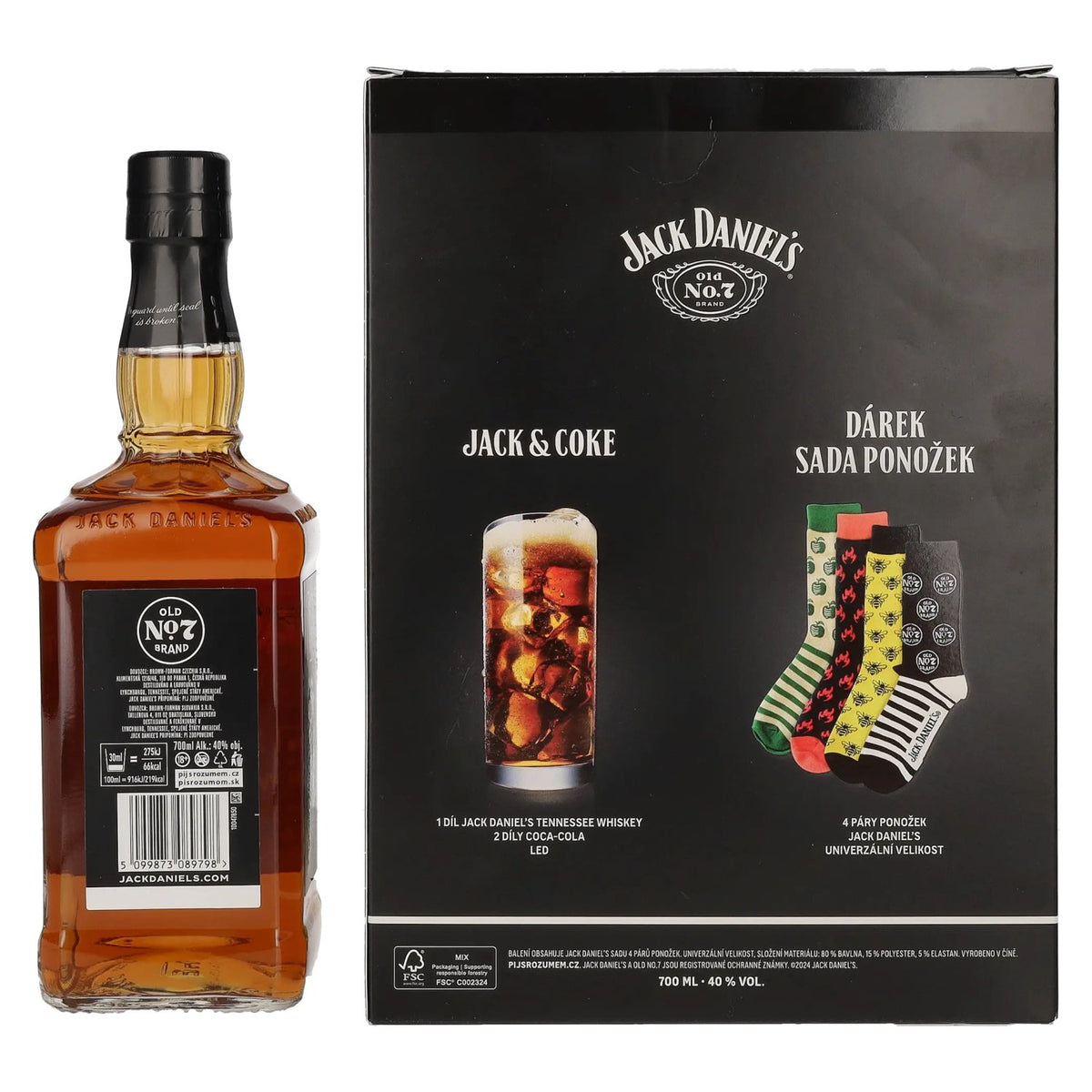 Jack Daniel's Tennessee Whiskey 40% Vol. 0,7l mit Socken