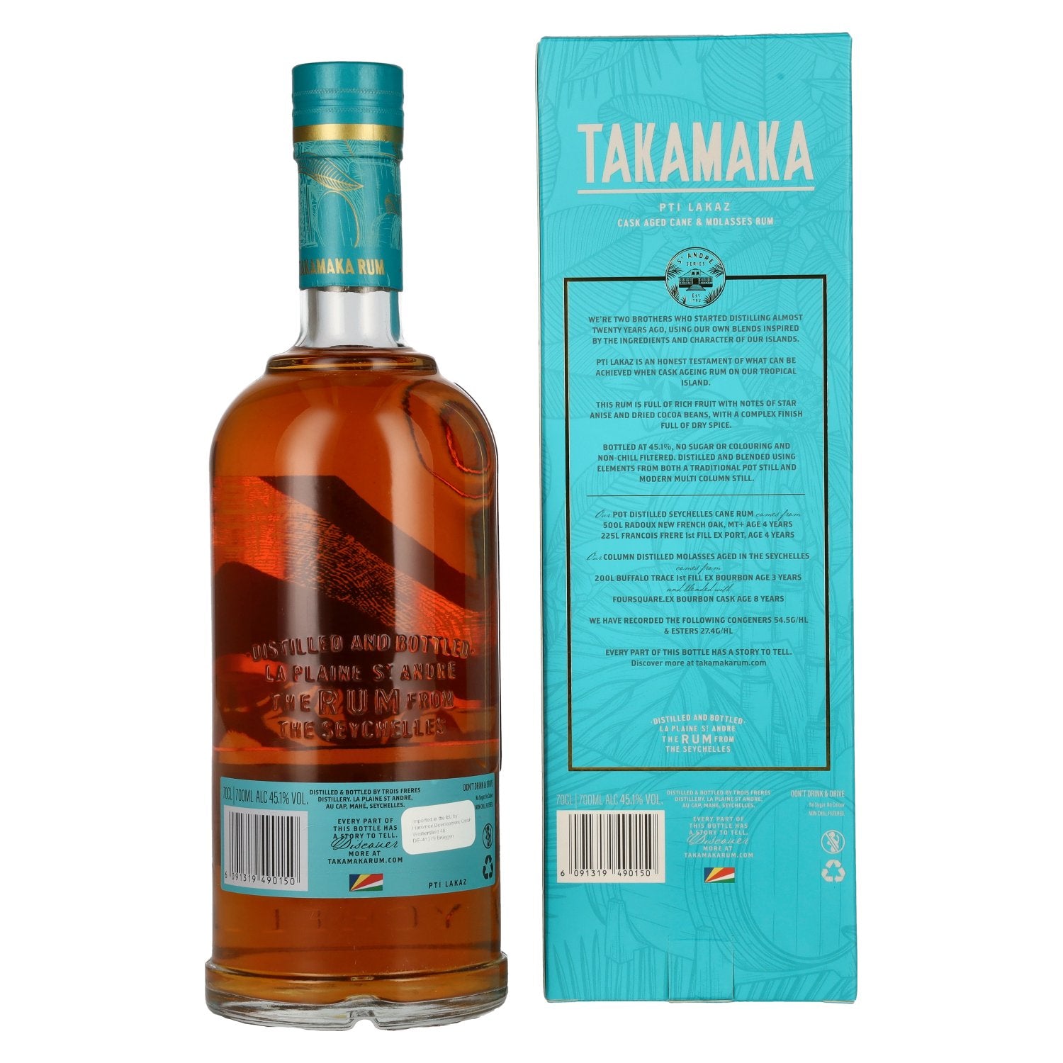 Takamaka PTI LAKAZ Rum Batch 2 45.1% ABV 0.7l in a gift box