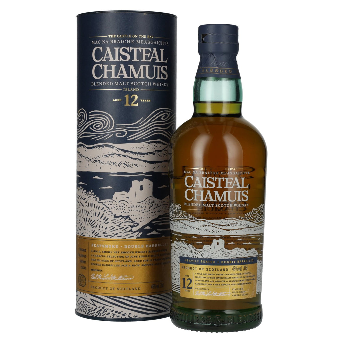 Caisteal Chamuis 12 Years Old Sherry Casks Heavily Peated Blended Malt 46% Vol. 0,7l en boîte cadeau