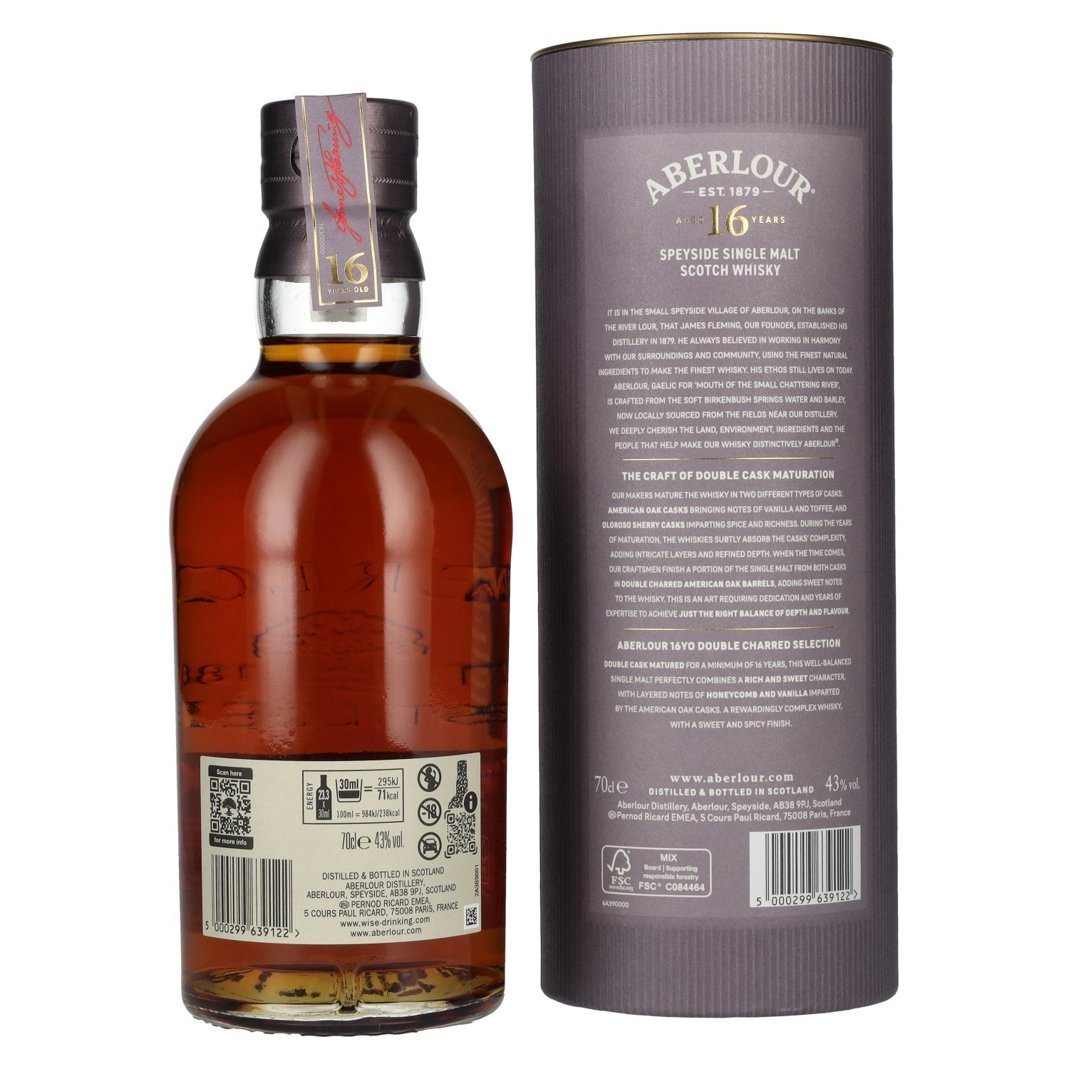 Aberlour 16 Years Old DOUBLE CHARRED SELECTION Travel Exclusive Speyside Single Malt 43% Vol. 0,7l en boîte cadeau