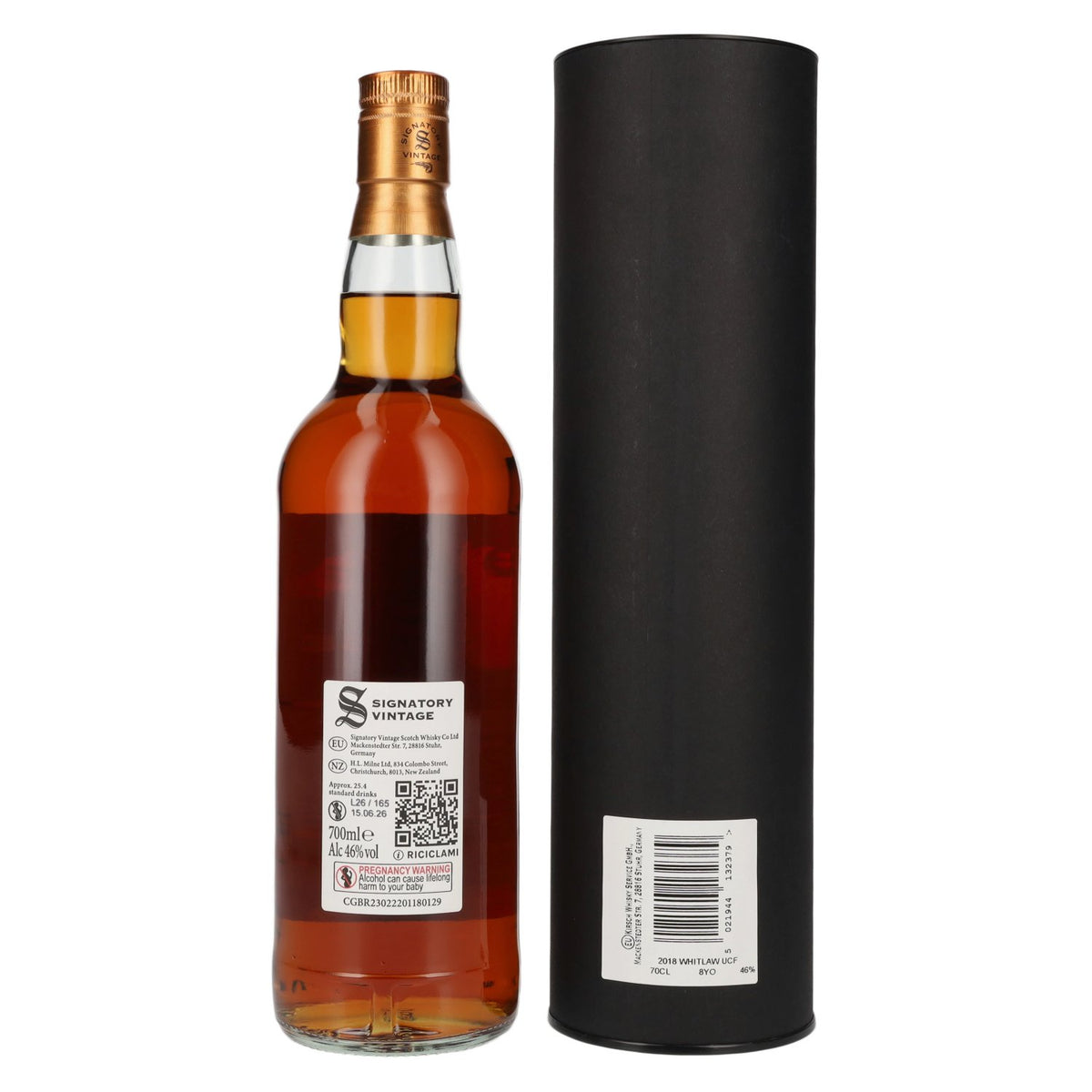 Signatory Vintage WHITLAW 8 Years Old The Un-Chillfiltered 2018 46% Vol. 0,7l in Geschenkbox