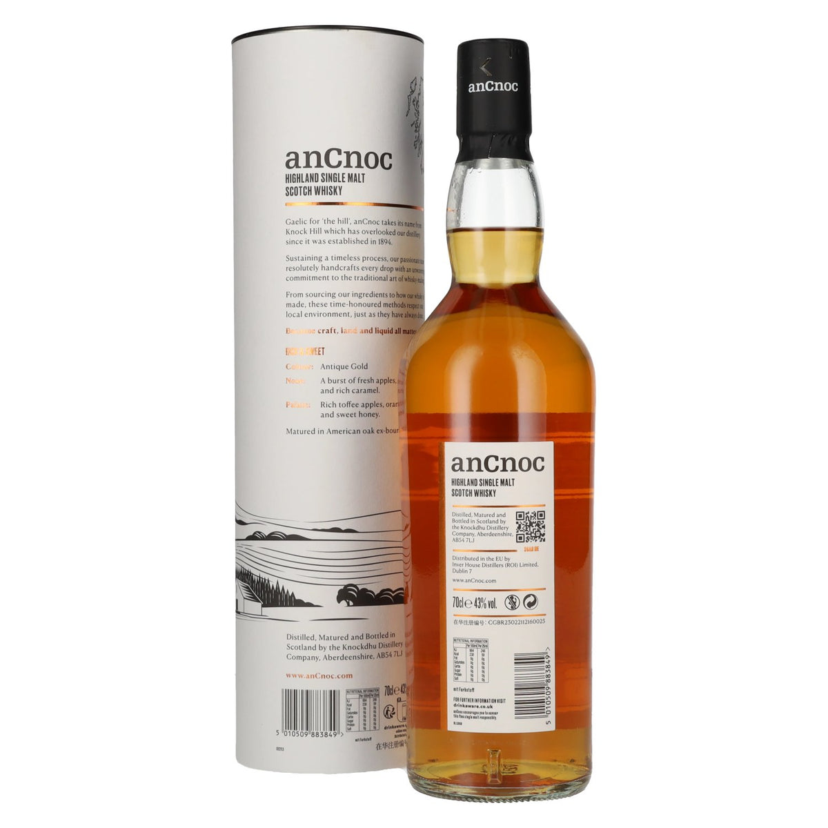 AnCnoc 16 Years Old Highland Single Malt 43% Vol. 0,7l en coffret cadeau