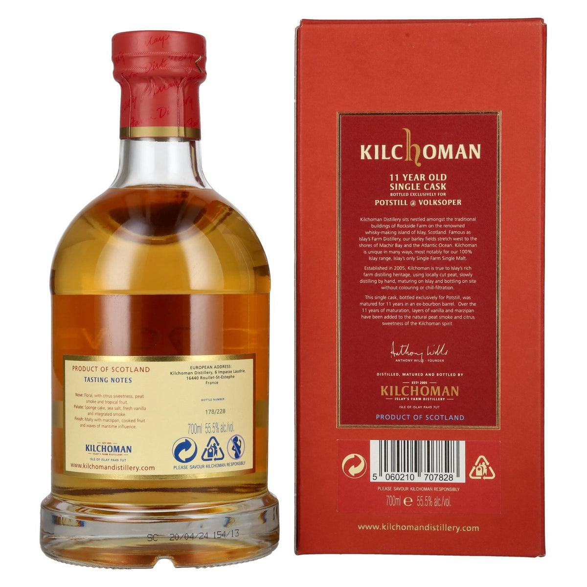 Kilchoman 11 Years Old Islay Single Cask Release 2024 55,5% vol. 0,7l en boîte cadeau