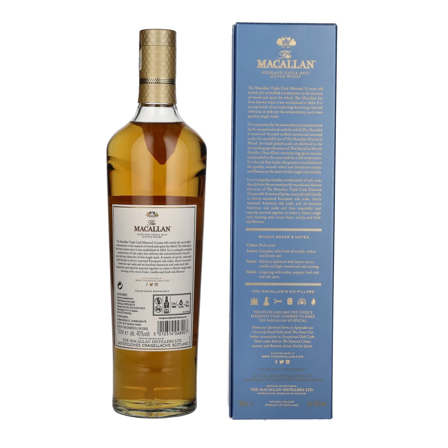 The Macallan 12 Years Old TRIPLE CASK MATURED 40% Vol. 0,7l en boîte cadeau