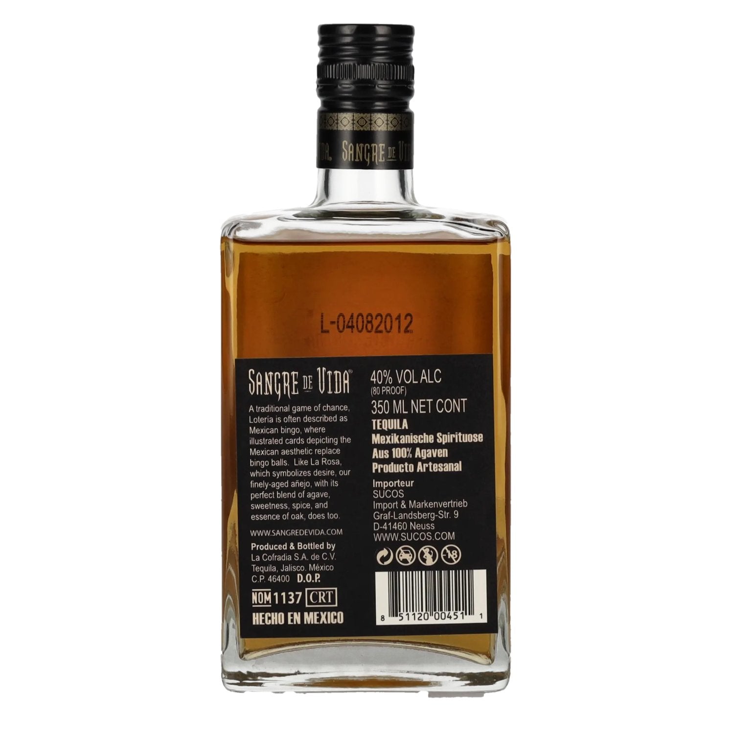 Sangre de Vida Loteria LA ROSA Añejo Tequila 100% de Agave 40% Vol. 0,35l
