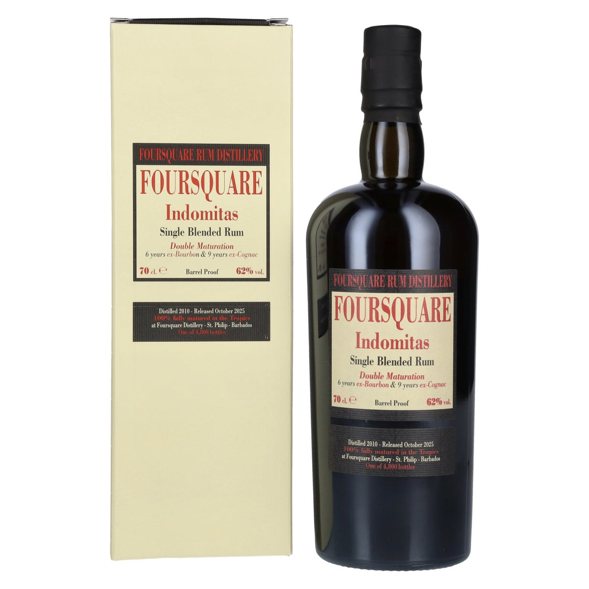 Foursquare 15 Years Old INDOMITAS Single Blended Rum 62% Vol. 0,7l en boîte cadeau