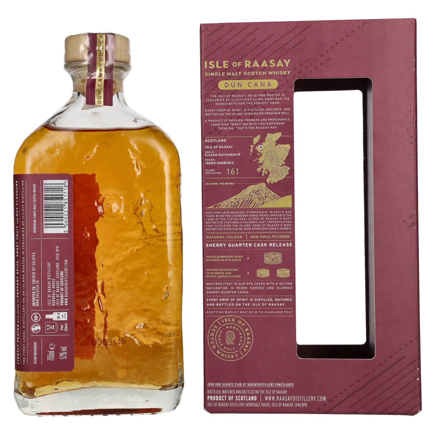 Isle of RAASAY Dùn Cana Second Edition Sherry Quarter Cask Single Malt Limited Release 52% Vol. 0,7l in Geschenkbox