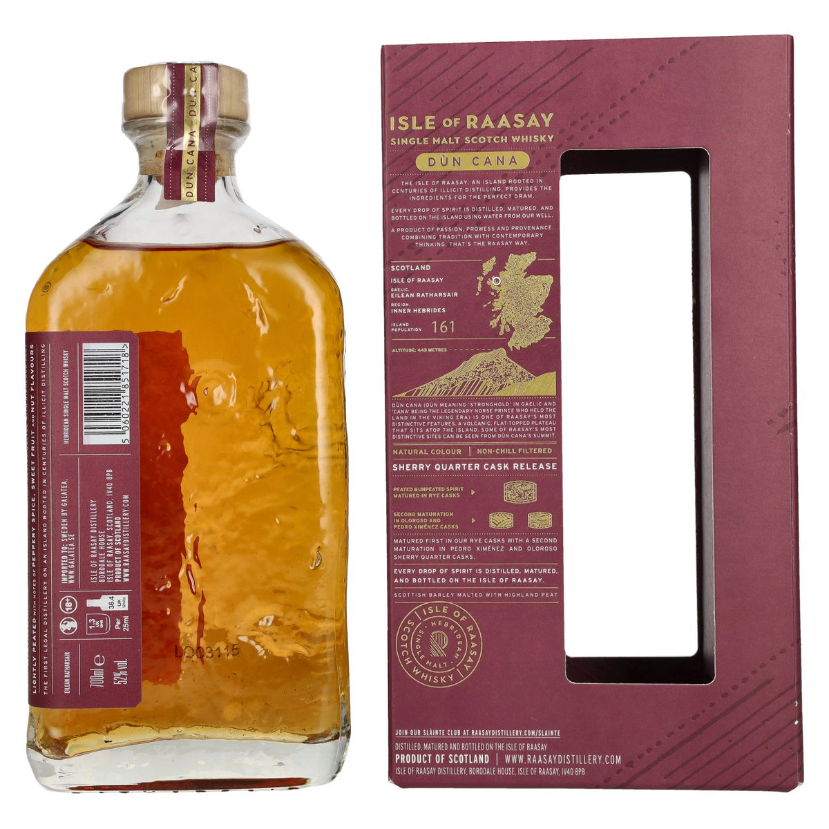Isle of RAASAY Dùn Cana Second Edition Sherry Quarter Cask Single Malt Limited Release 52% Vol. 0,7l in Geschenkbox