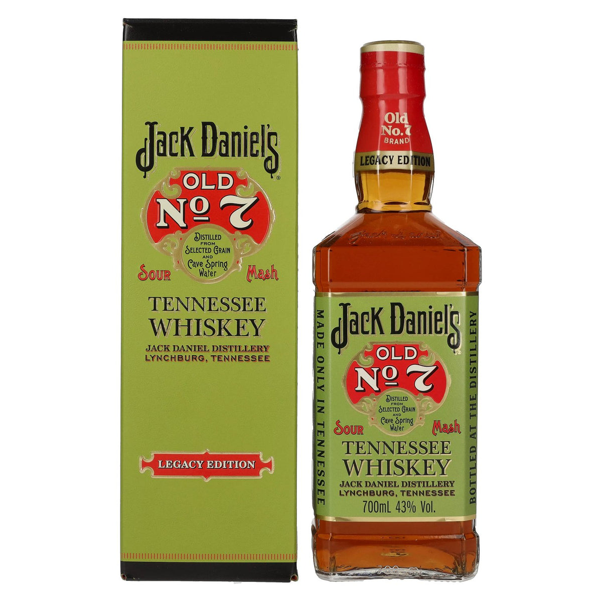 Jack Daniel's Sour Mash Tennessee Whiskey LEGACY EDITION No. 1 - GREEN DESIGN 43% vol. 0,7l en boîte cadeau