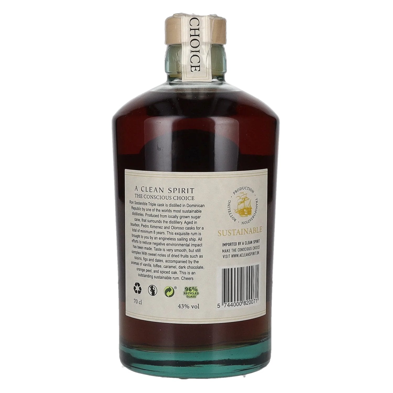 Ron Sostenible 8 Years Old Triple Cask Rum 43% Vol. 0,7l