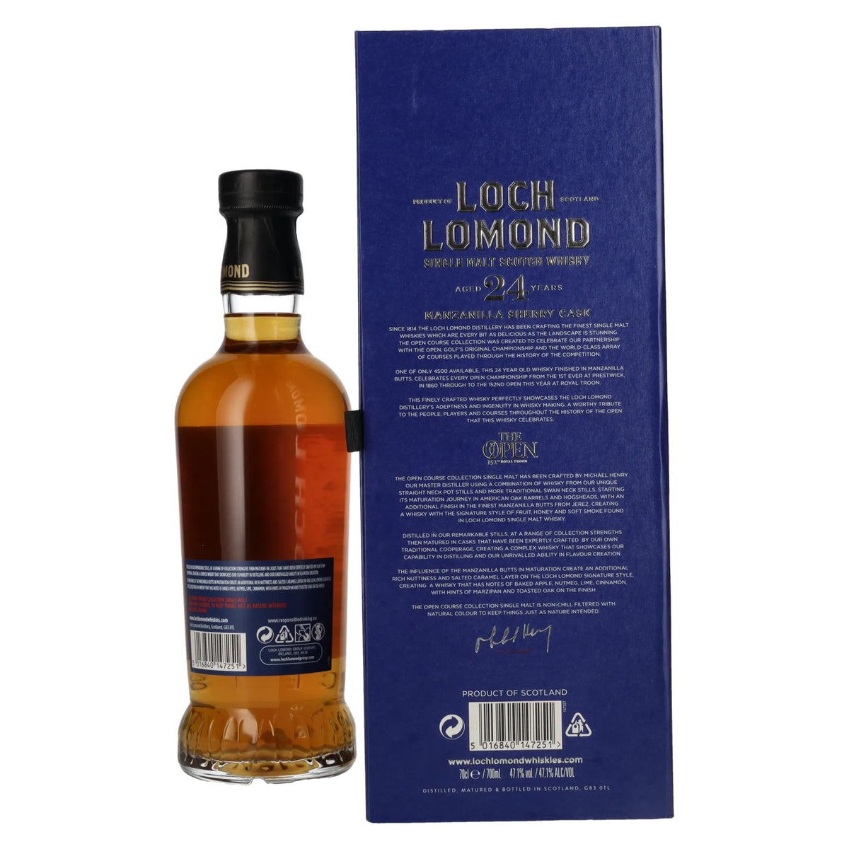 Loch Lomond 24 Years Old THE OPEN 152th Royal Troon Manzanilla Sherry Cask 47,1% Vol. 0,7l en boîte cadeau