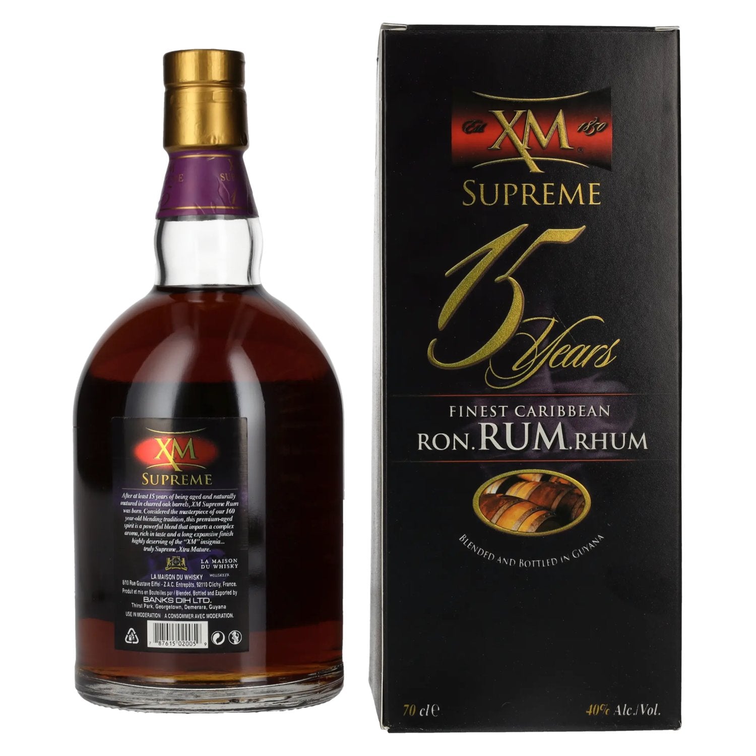 XM SUPREME 15 Years Old Finest Caribbean Rum 40% Vol. 0,7l en boîte cadeau