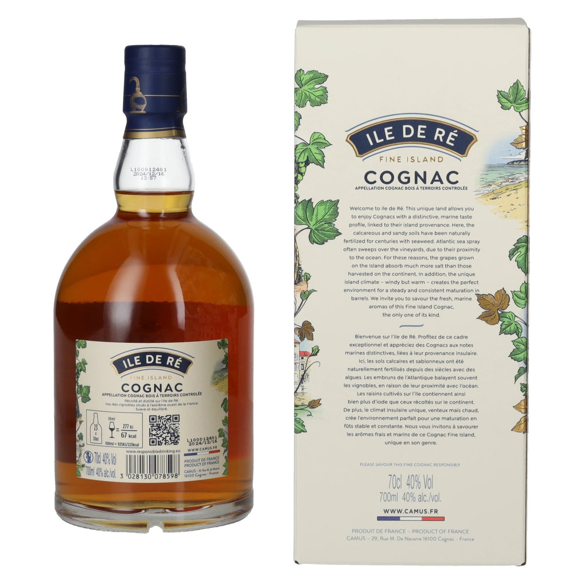 Camus ILE DE RÉ Fine Island Cognac 40% Vol. 0,7l in Geschenkbox