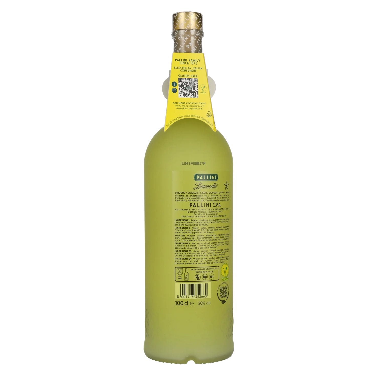 Pallini Limoncello Liqueur 26% Vol. 1l