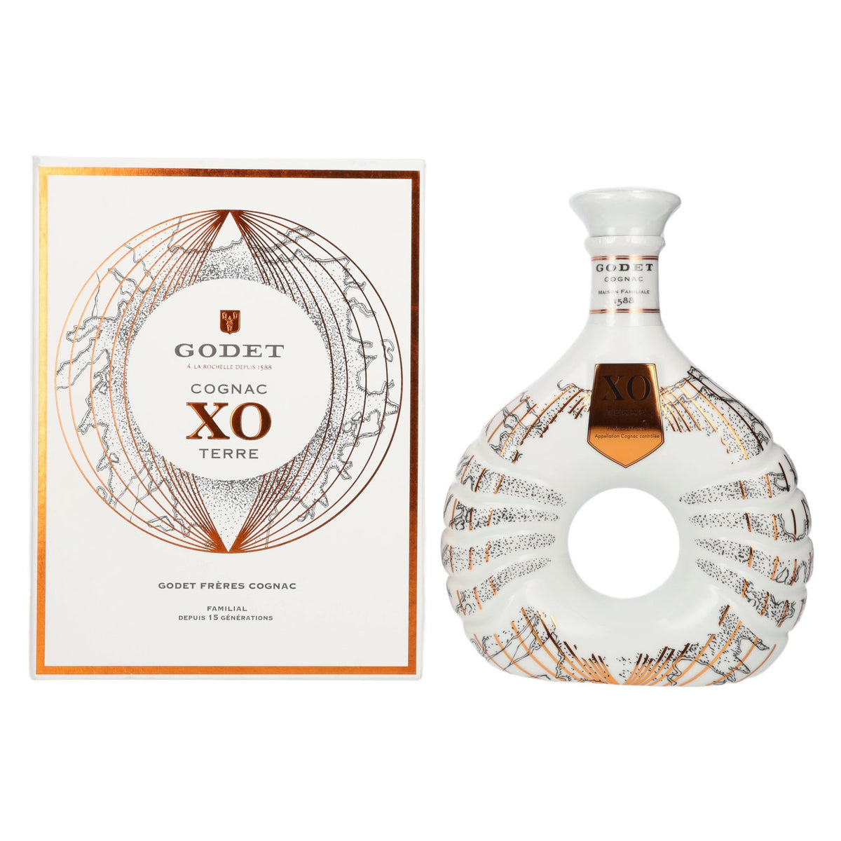 Cognac Godet XO TERRE 40 % vol., 0,7 l, dans un coffret cadeau