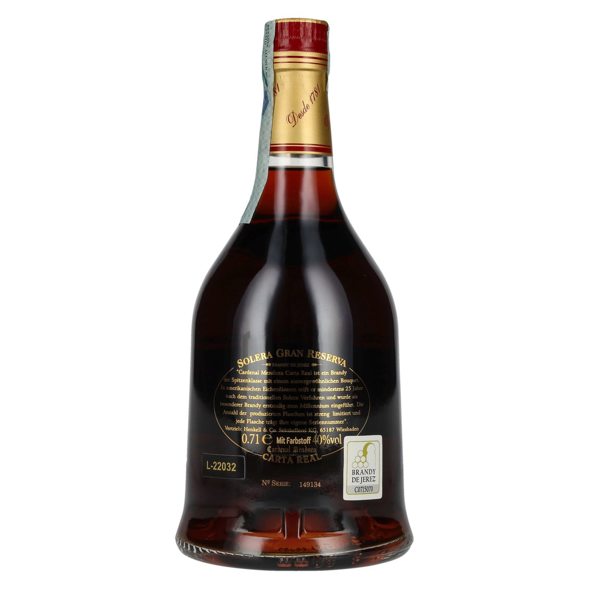Cardenal Mendoza Carta Real Brandy de Jerez 40% ABV 0.7l