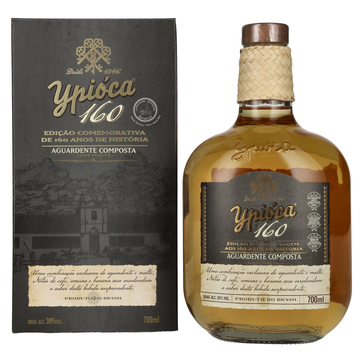 Ypióca 160 Aguardente Composta com Malte 39% vol. 0,7l en boîte cadeau