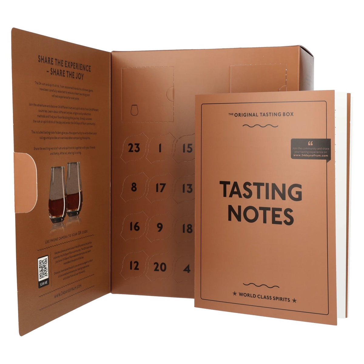 24 DAYS OF RUM AND SPIRIT DRINK The Original Tasting Box 41% Vol. 24x0,02l in Geschenkbox mit 2 Nosing Gläsern