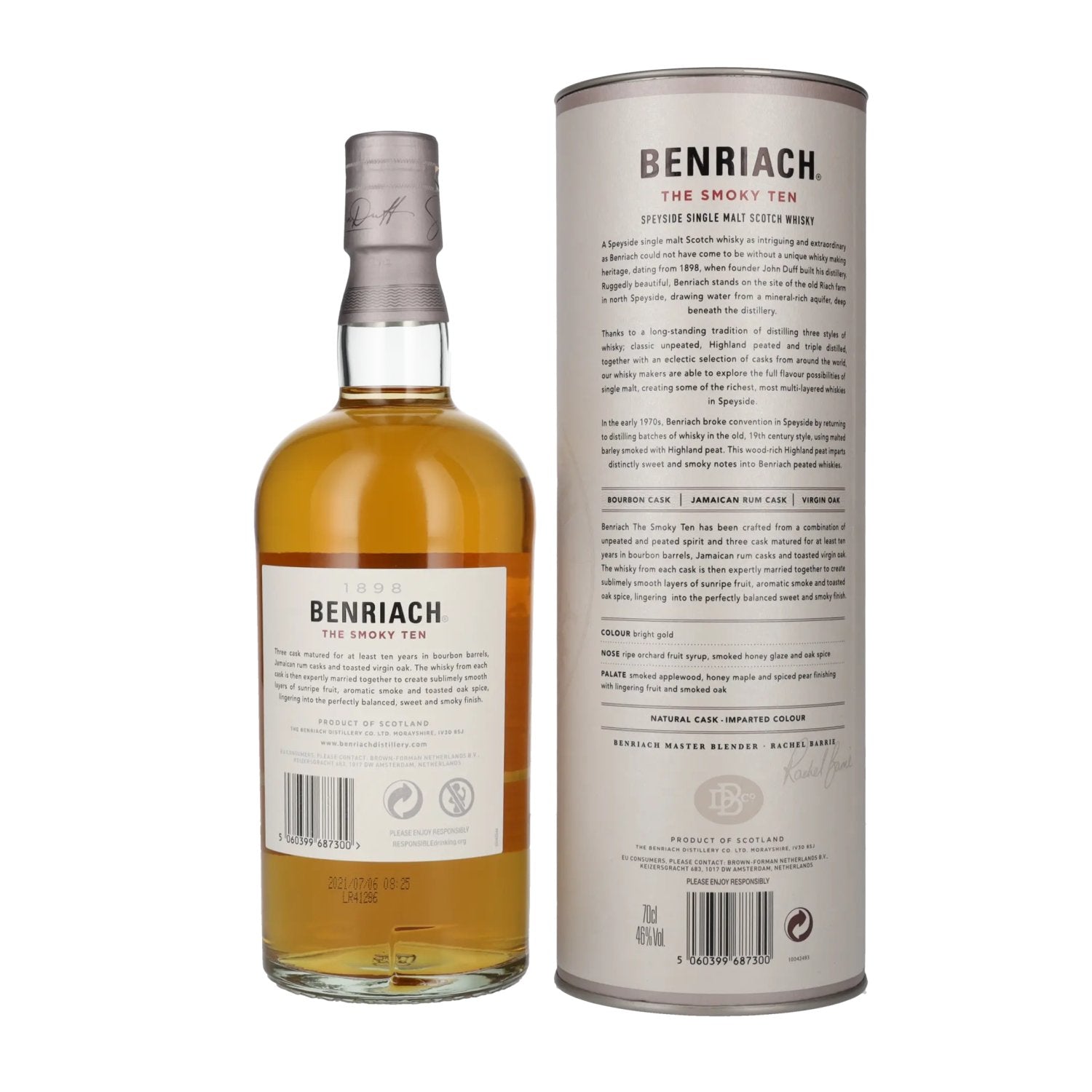 Benriach THE SMOKY TEN Three Cask Matured Speyside Single Malt 46% Vol. 0,7l in Geschenkbox