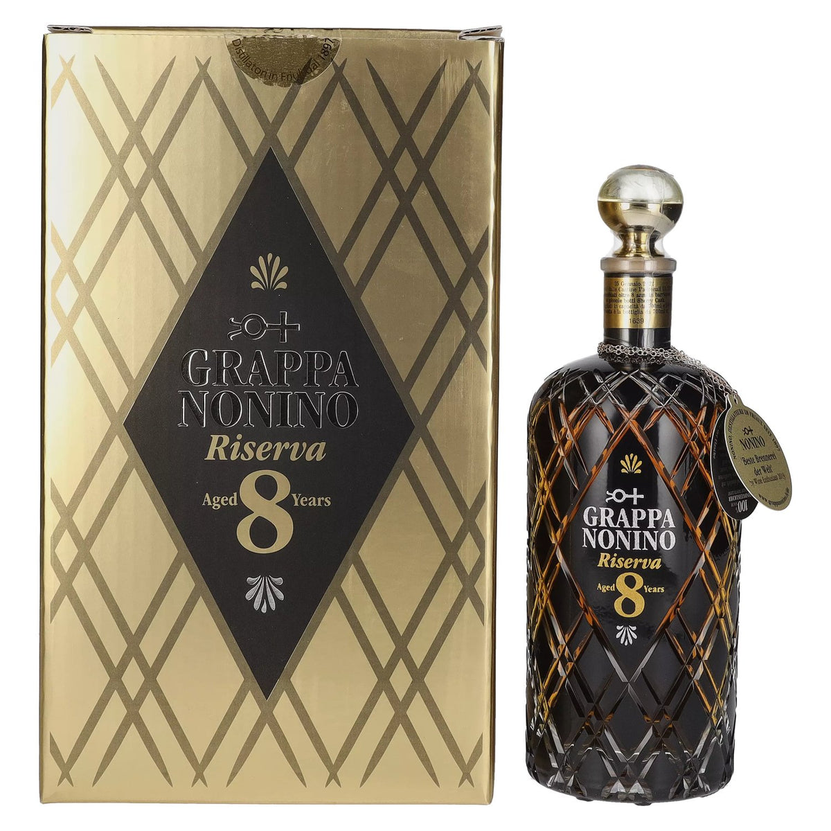 Grappa Nonino Riserva 8 ans d'âge, 43 % vol., 0,7 l, dans un coffret cadeau