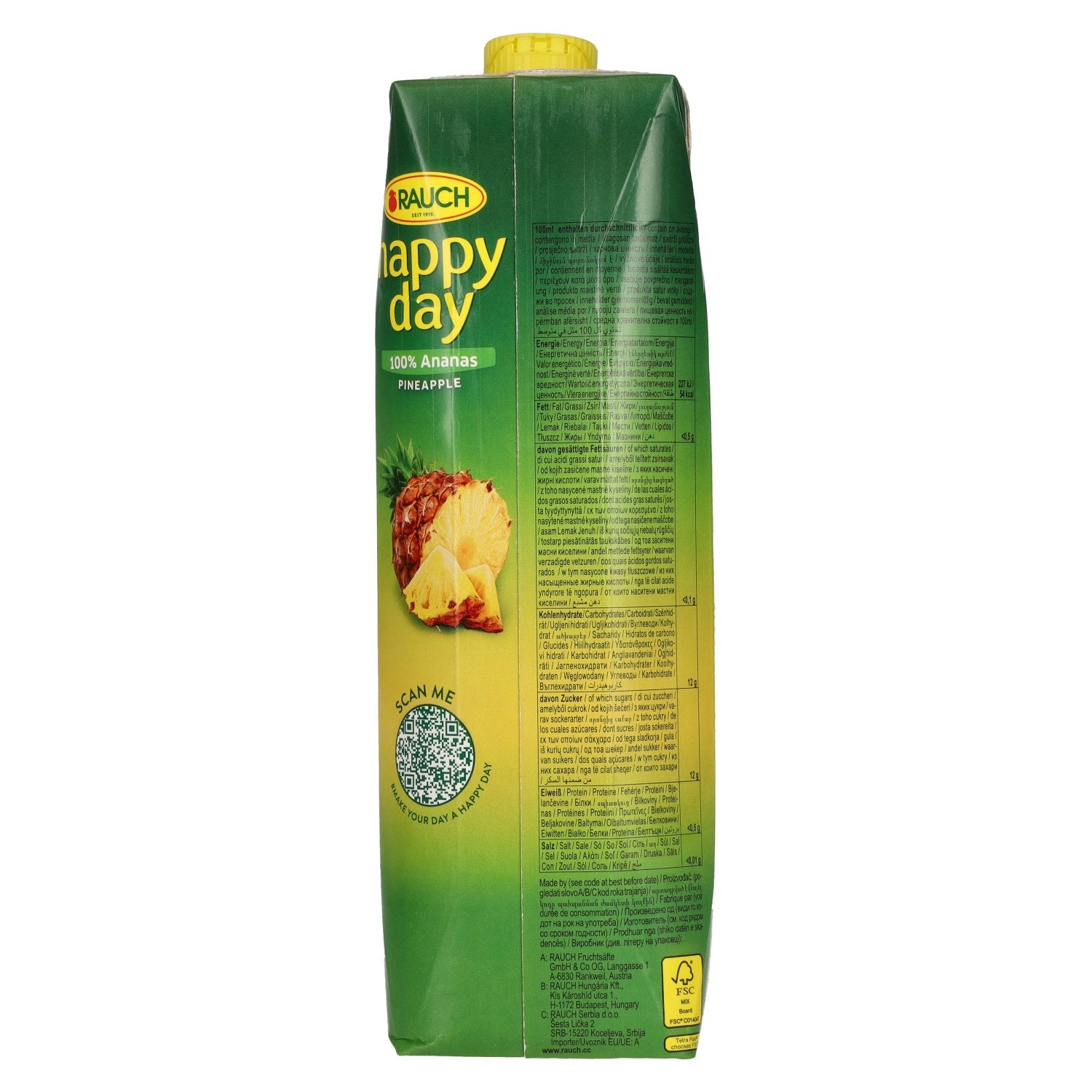 Happy Day Pineapple Juice 100% 1L