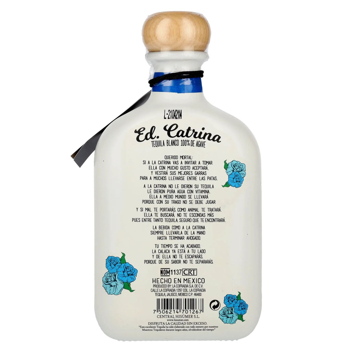 La Cofradia ED. CATRINA Tequila Blanco 100% de Agave 38% Vol. 0,7l