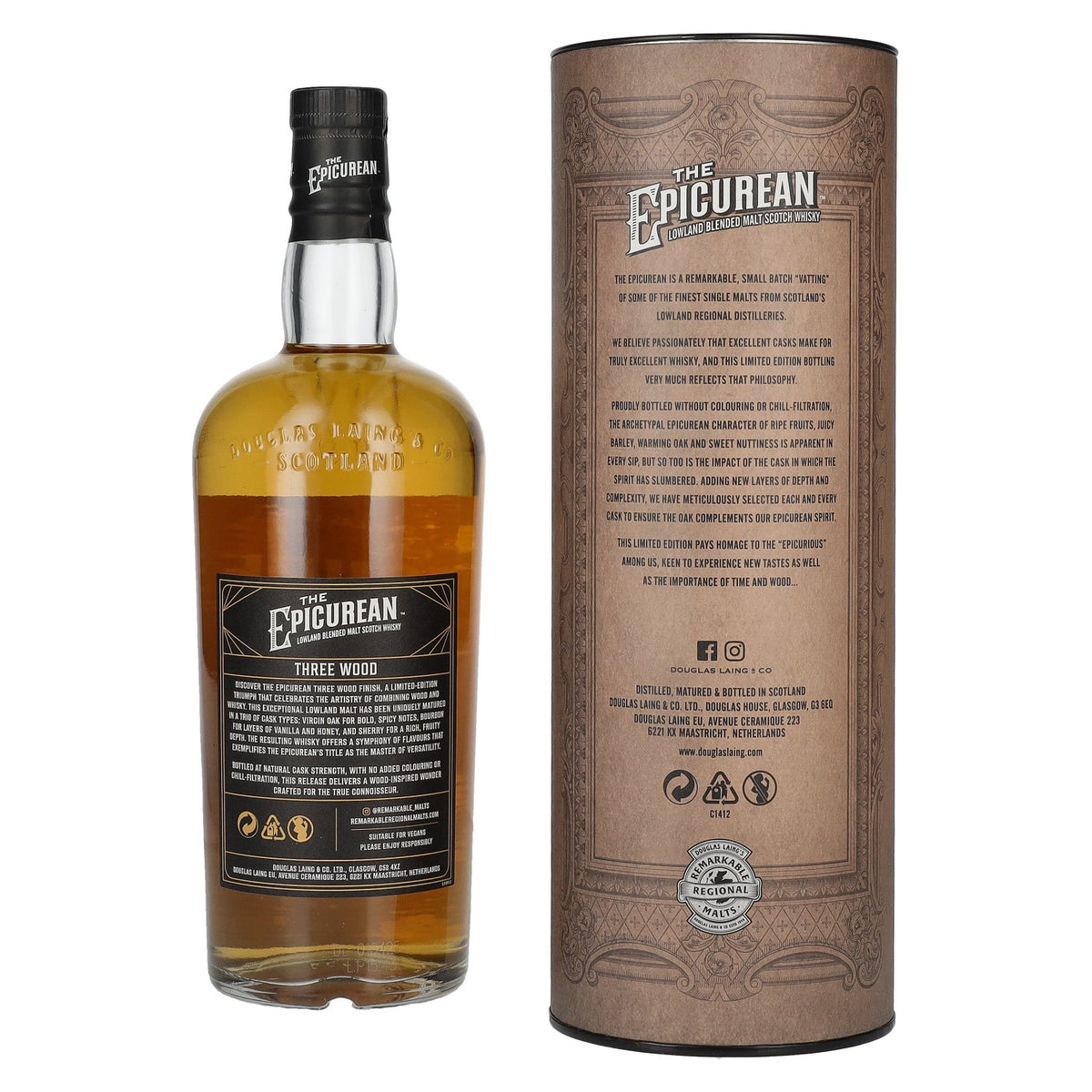Douglas Laing THE EPICUREAN Three Wood Lowland Blended Malt 54,1% Vol. 0,7l in gift box