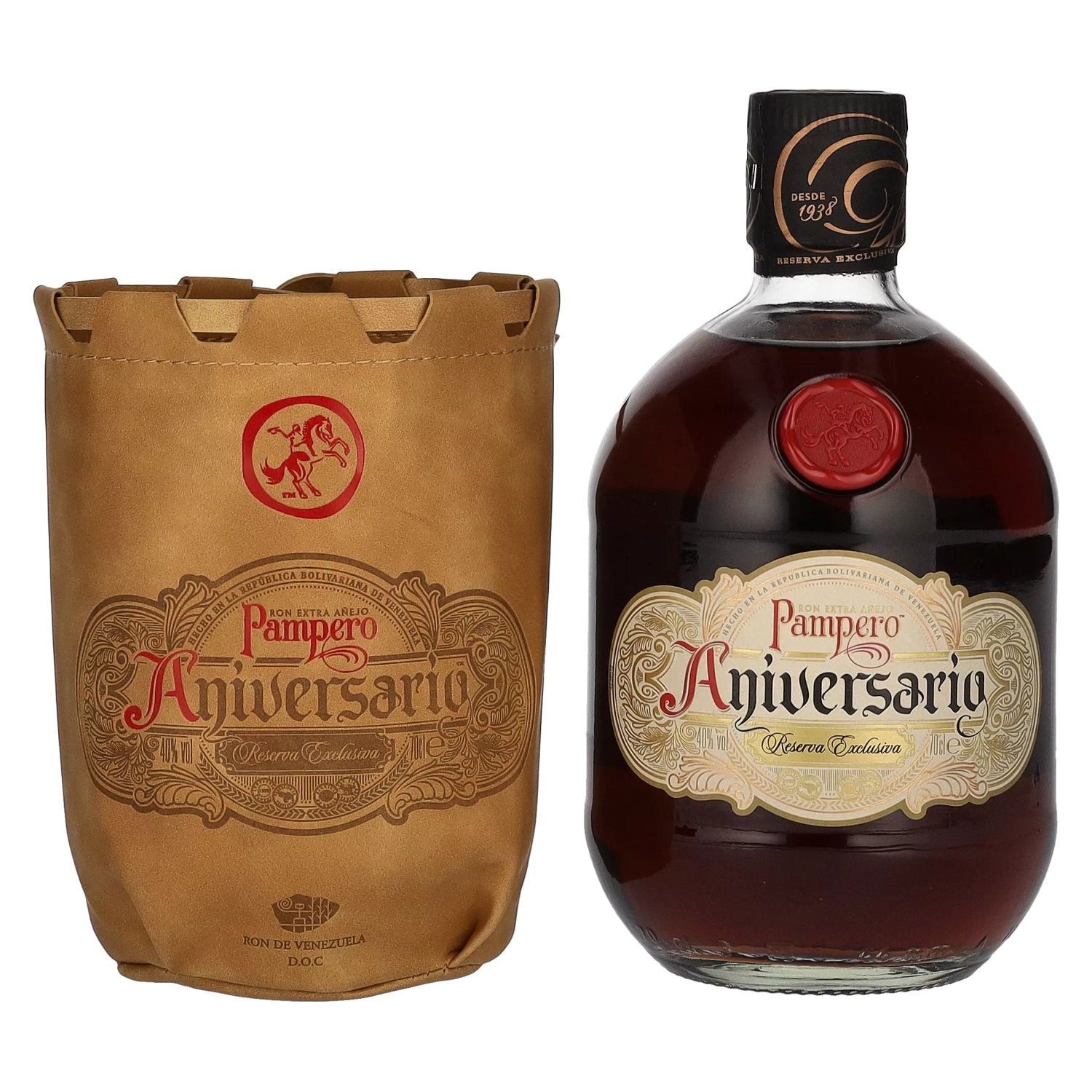 Pampero Aniversario Reserva Exclusiva Roner Extra Añejo 40% Vol. 0,7l in leather bag